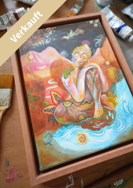 Der träumende Buddha – exklusives Original-Kunstwerk (inkl. Rahmung)